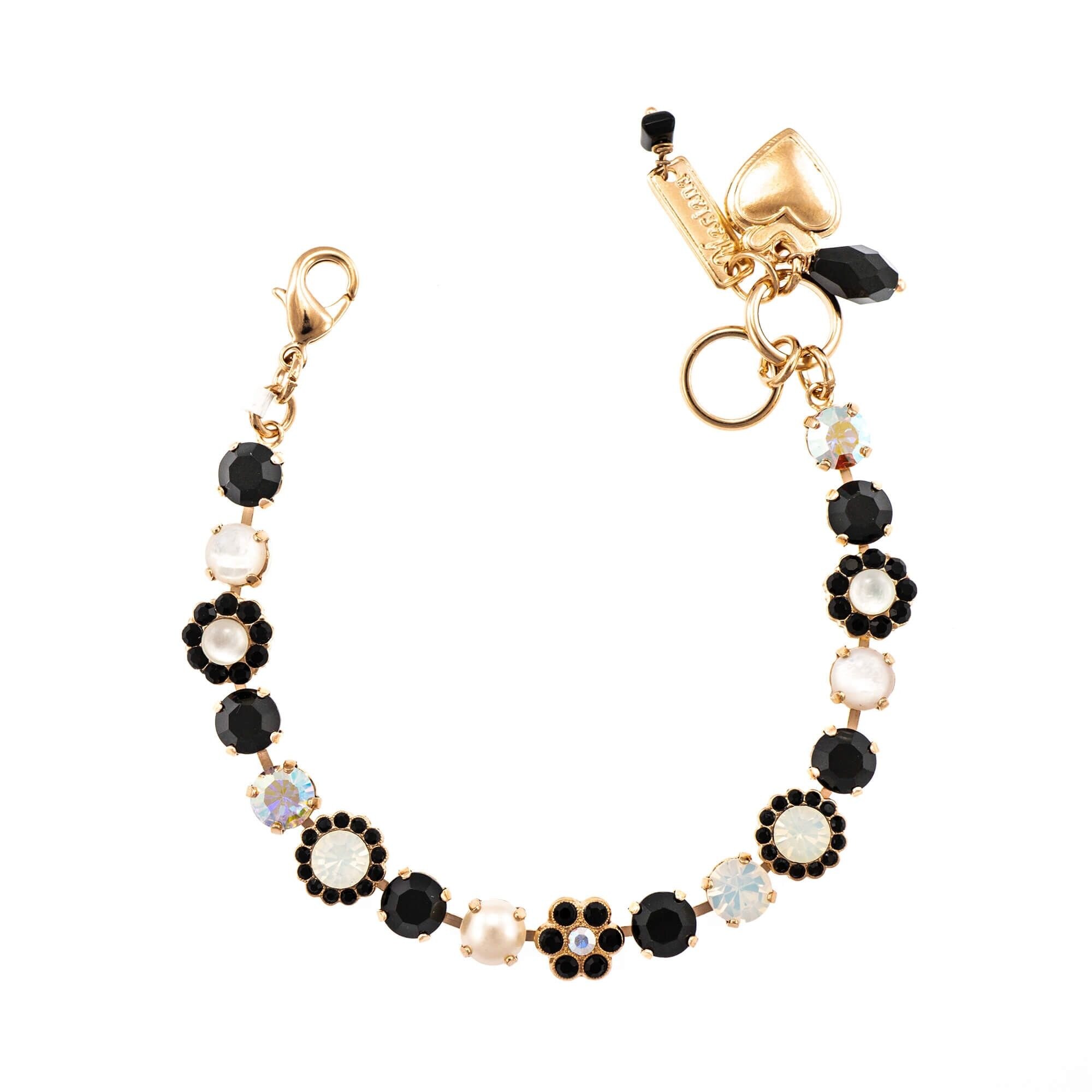 Bratara placat cu Aur roz de 24K, Cristale si Pietre semipretioase, St. Martin - Caribbean Life by Roxannes - Mariana Jewellery, Alb/Negru 4173/3-M87-3RG