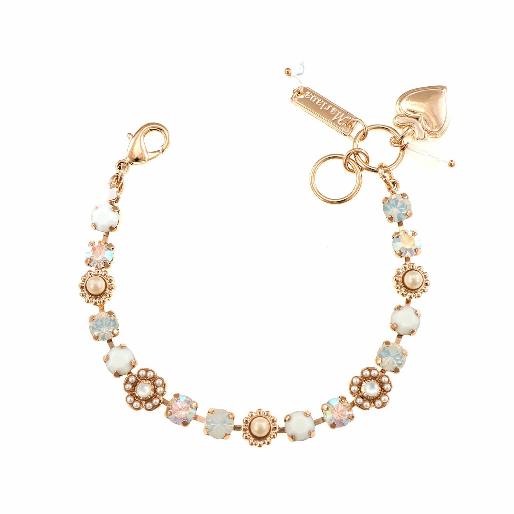 Bratara placata cu Aur roz de 24K, Cristale si Pietre semipretioase, Seashell by Roxannes - Mariana Jewellery, Alb 4504-M1201RG