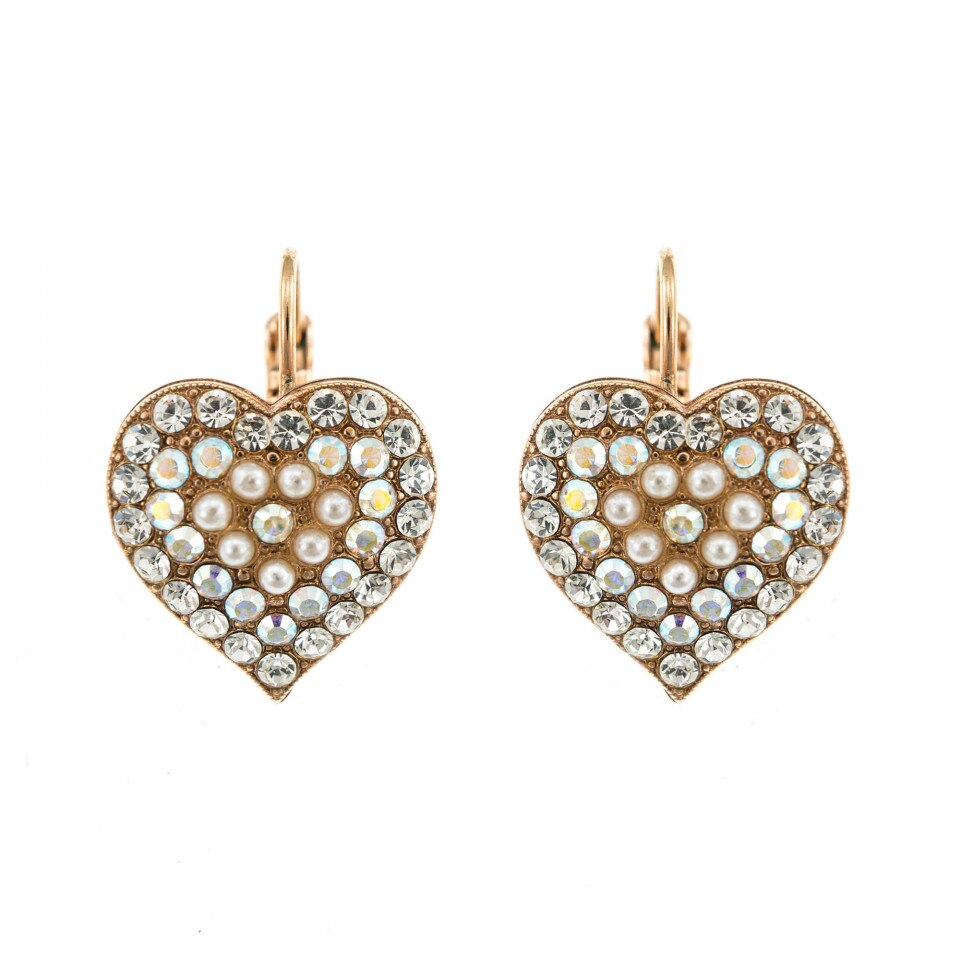 Cercei placati cu Aur roz de 24K, Cristale Swarovski, Crystal Pearl's by Roxannes - Mariana Jewellery, Alb 1007-M48001RG6