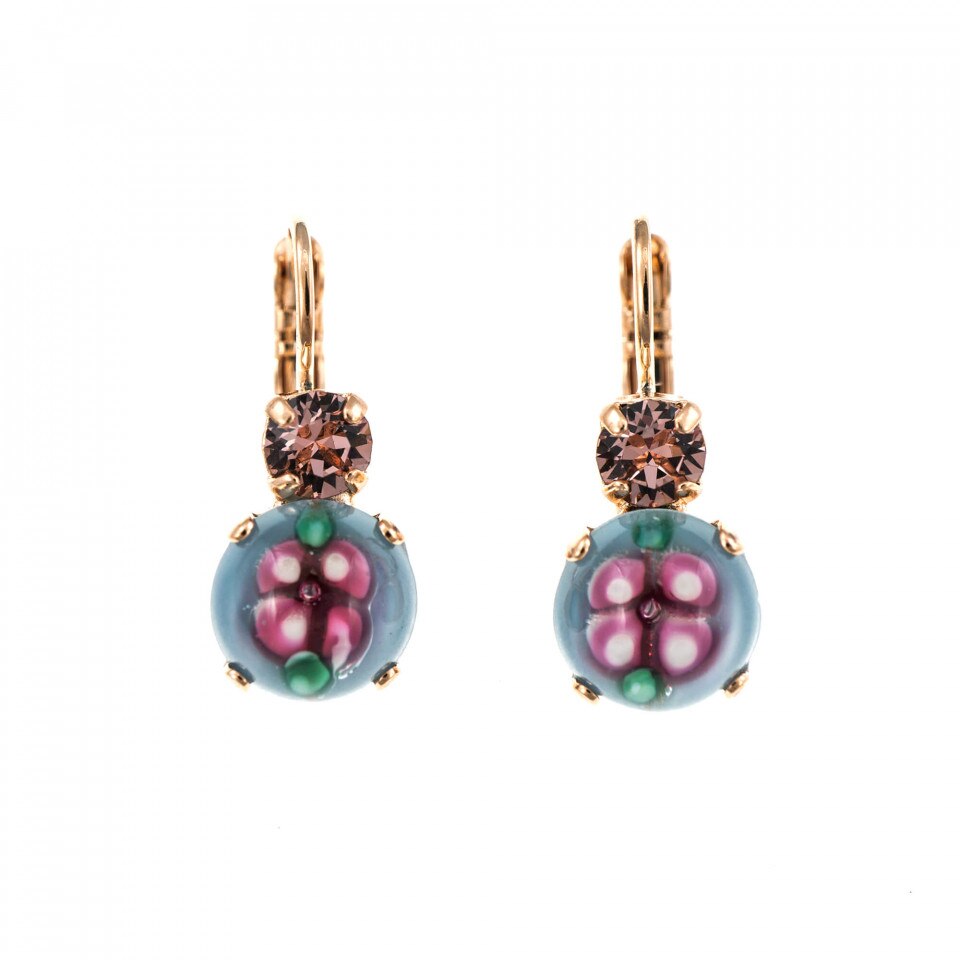 Cercei placati cu Aur roz de 24K, Cristale Swarovski, Blue Night by Roxannes - Mariana Jewellery, Bleu 1062-202AB3RG6