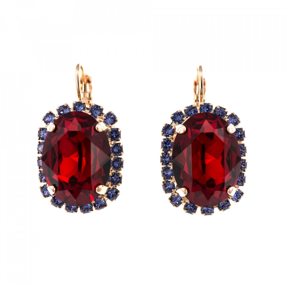 Cercei placati cu Aur roz de 24K, Cristale Swarovski, Xenia - Odyssey by Roxannes - Mariana Jewellery, Multicolor 1090/1-1091RG6
