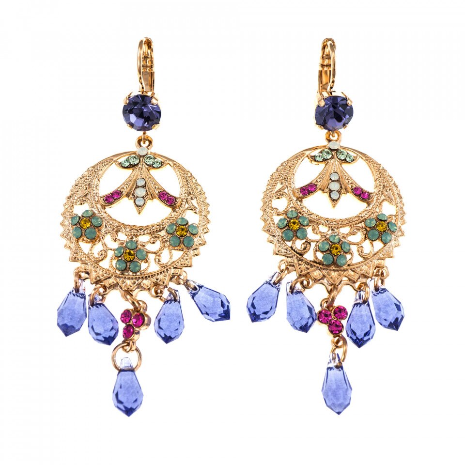 Cercei placati cu Aur roz de 24K, Cristale Swarovski, Flower Power by Roxannes - Mariana Jewellery, Multicolor 1043/1-803RG6