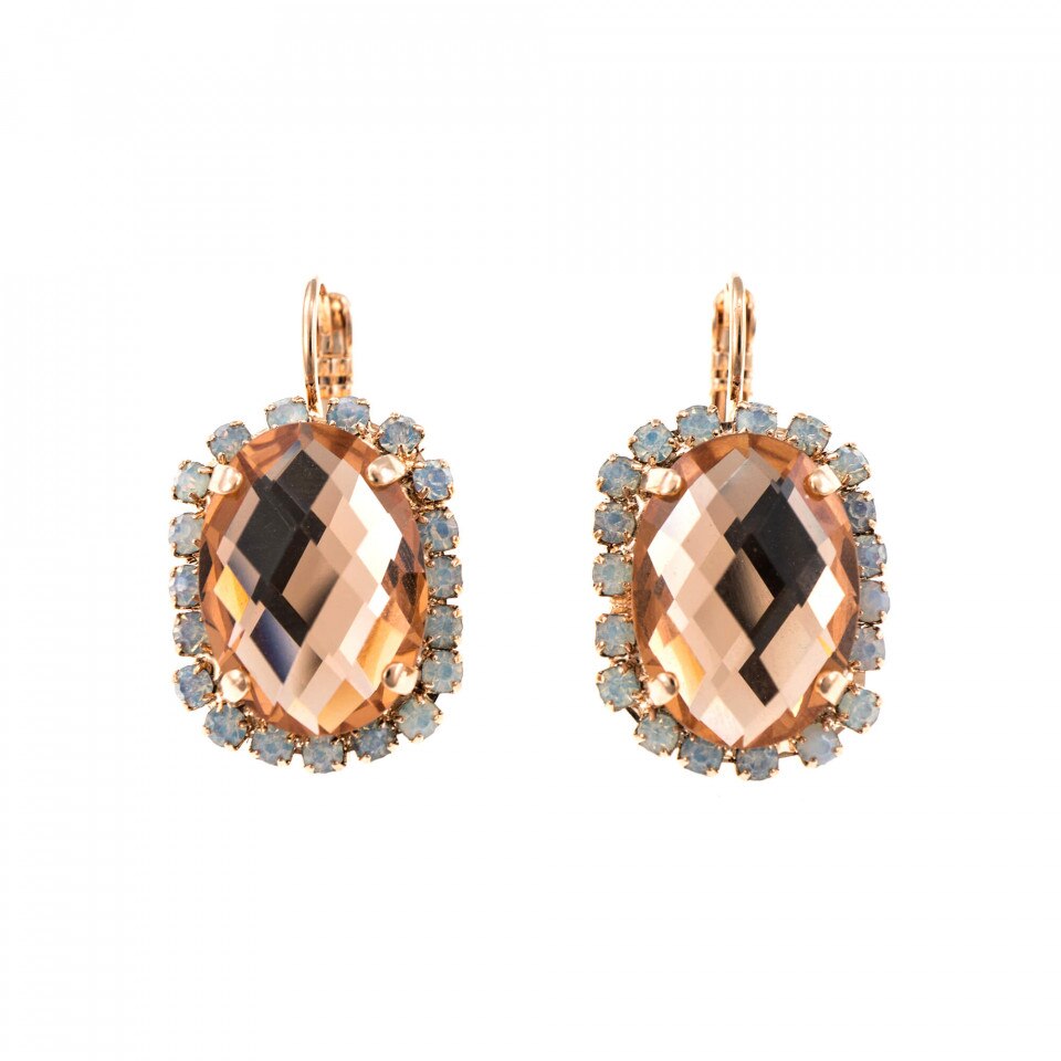 Cercei placati cu Aur roz de 24K, Cristale Swarovski, Tiara Day by Roxannes - Mariana Jewellery, Roz 1090/1-2333RG6