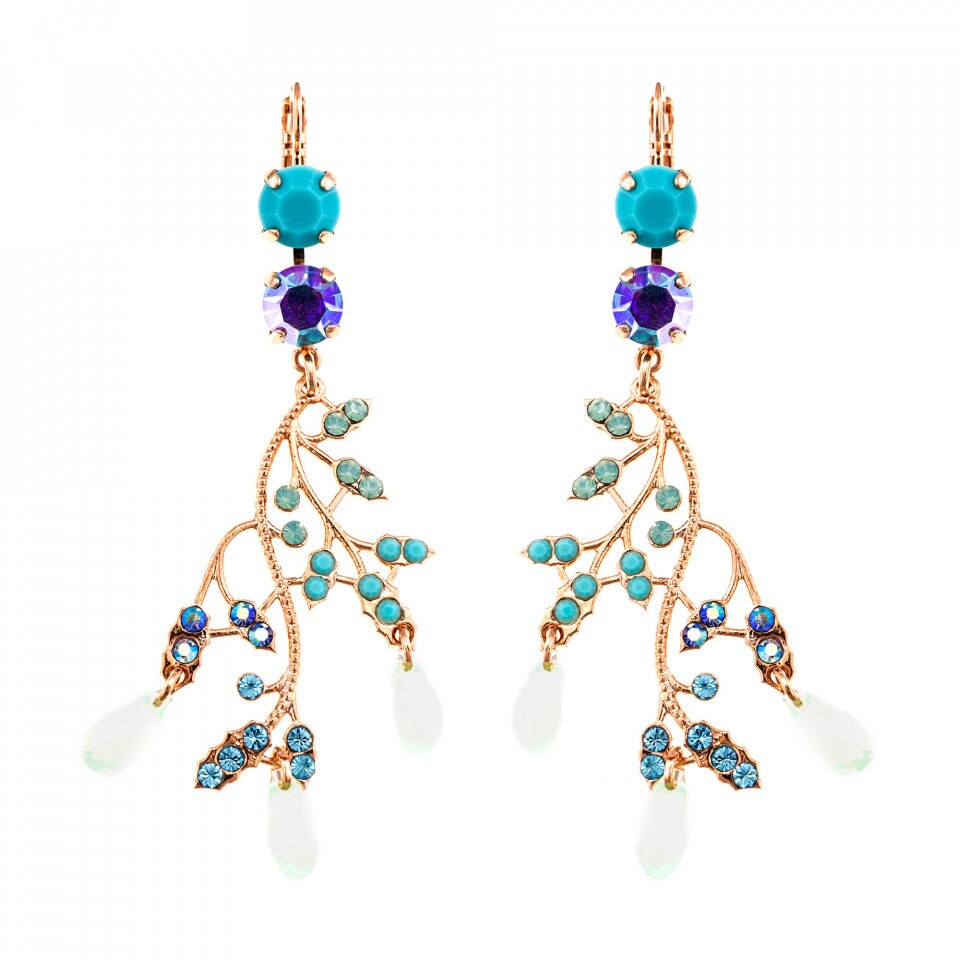 Cercei placati cu Aur roz de 24K, Cristale Swarovski, Cindy by Roxannes - Mariana Jewellery, Turquoise 1155/1-2677RG6