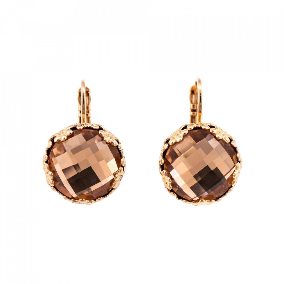 Cercei placati cu Aur roz de 24K, Cristale Swarovski, Jackie by Roxannes - Mariana Jewellery, Bej 1374-362ARG6