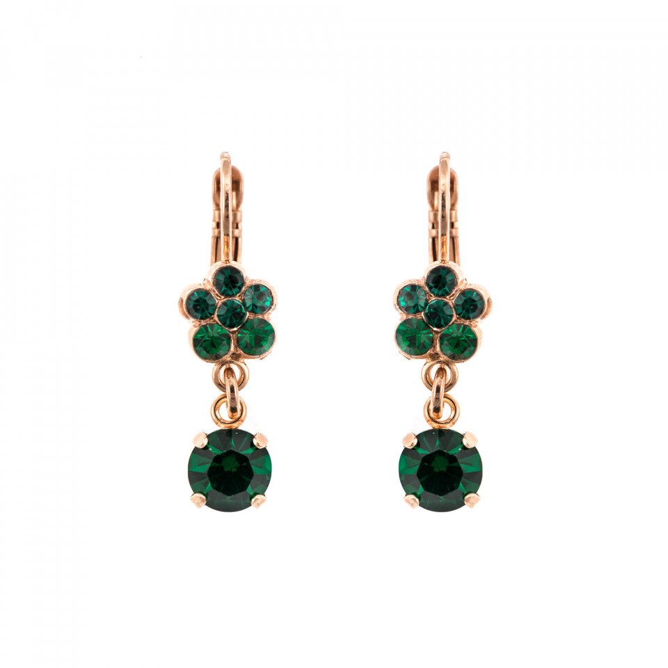 Cercei placati cu Aur roz de 24K, Cristale Swarovski, Emerald by Roxannes - Mariana Jewellery, Verde 1152/3-205205RG6