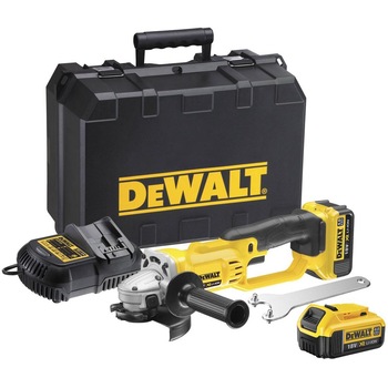 Polizor unghiular pe acumulator DeWalt DCG412M2 XR Li-Ion, 18 V, 7000 RPM, 125 mm diametru disc, 2 acumulatori 4 Ah, incarcator Polizor unghiular pe acumulator DeWalt DCG412M2 XR Li-Ion, 18 V, 7000 RPM, 125 mm diametru disc, 2 acumulatori 4 Ah, incarcator