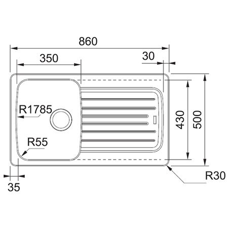 Pachet chiuveta tectonite Franke AVD 611-86 + baterie Franke Novara Plus, monocomada, cartus ceramic, reversibila, 860x500 mm, adancime cuva 185 mm, Avena