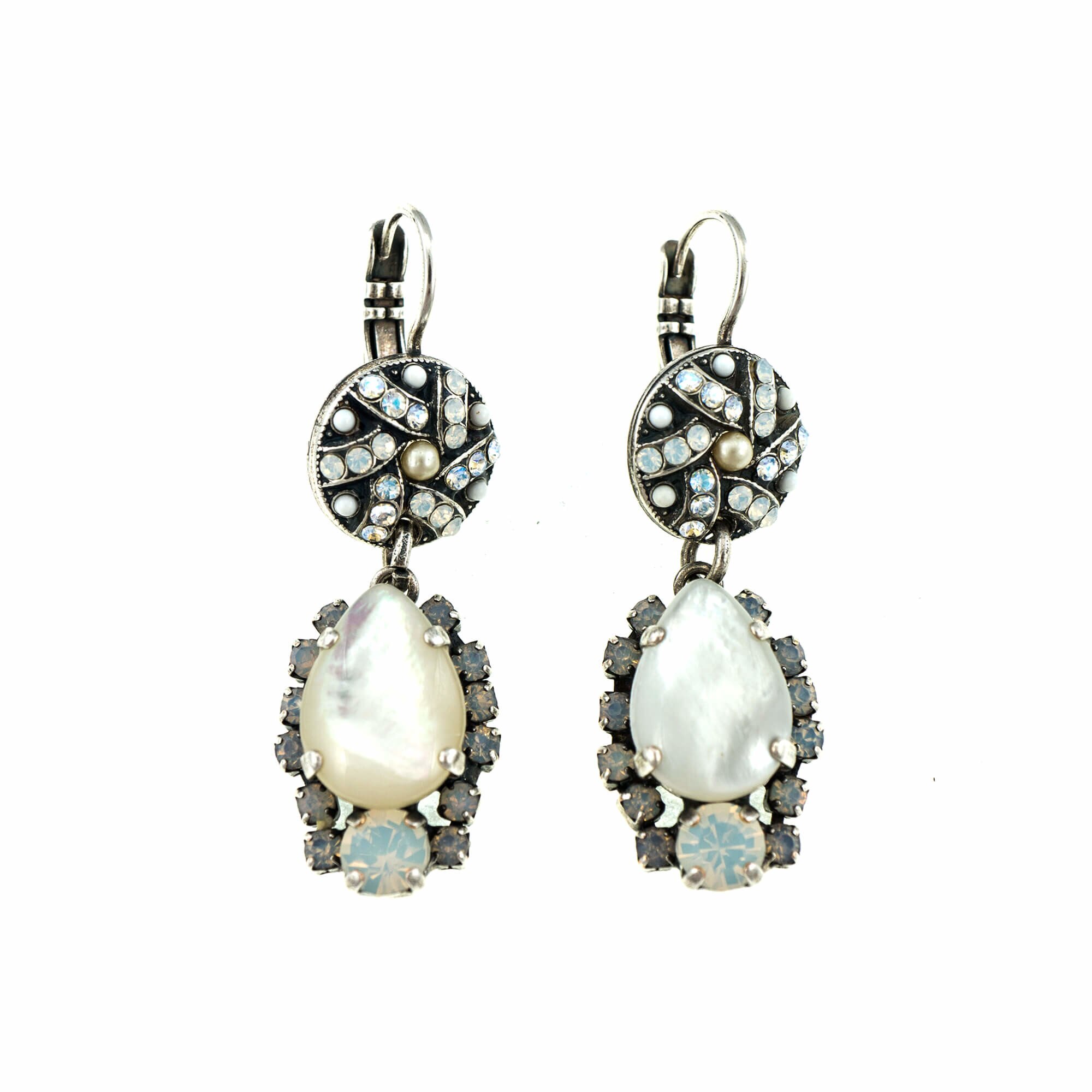 Cercei placati cu Argint 925, Cristale si Pietre semipretioase, Forever by Roxannes - Mariana Jewellery, Alb/Creme 1259-M5087SP6