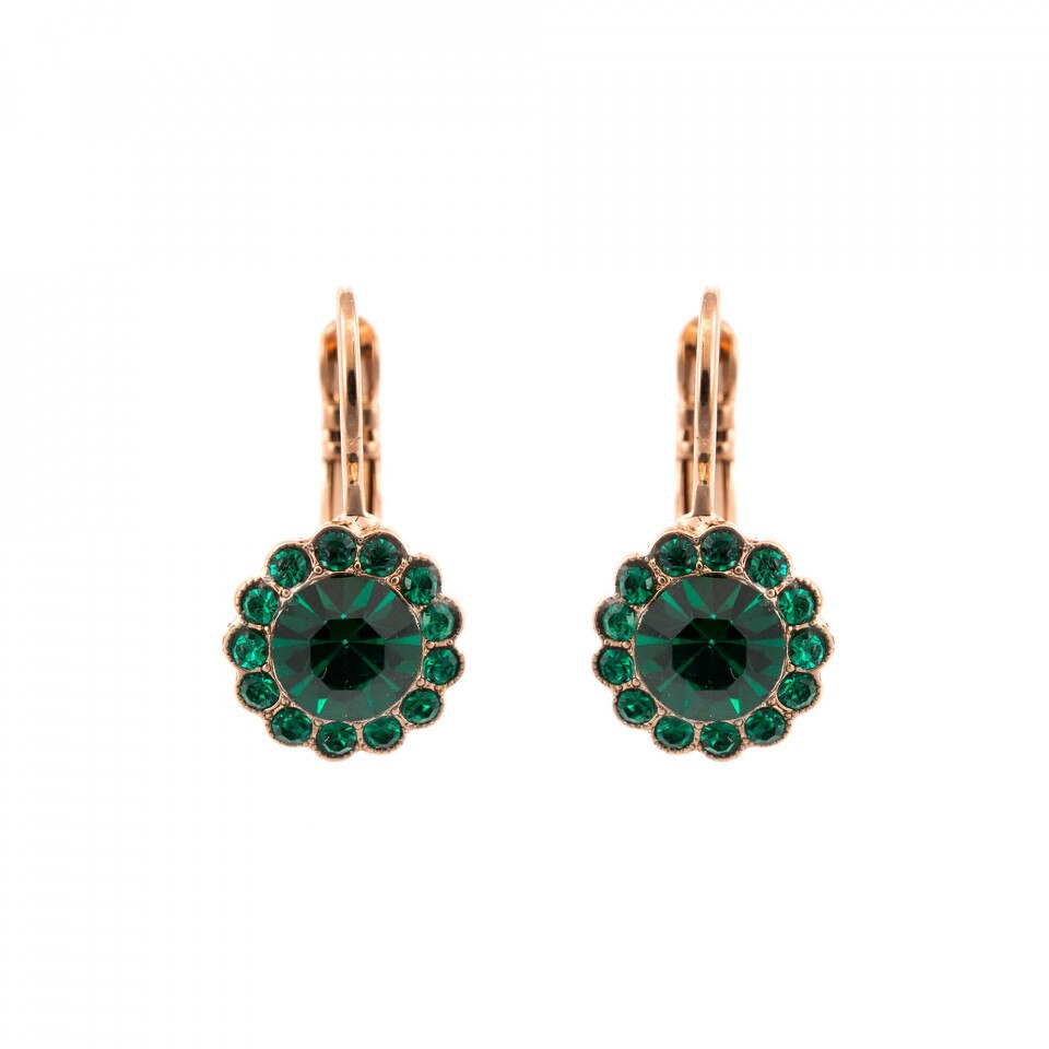 Cercei placati cu Aur roz de 24K, Cristale Swarovski, Emerald by Roxannes - Mariana Jewellery, Verde 1133-205205RG6