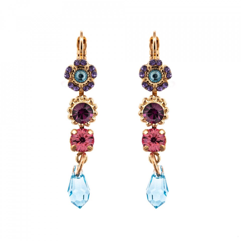 Cercei placati cu Aur roz de 24K, Cristale Swarovski, Cotton Candy - The Sweet Life by Roxannes - Mariana Jewellery, Multicolor 1320-144RG6