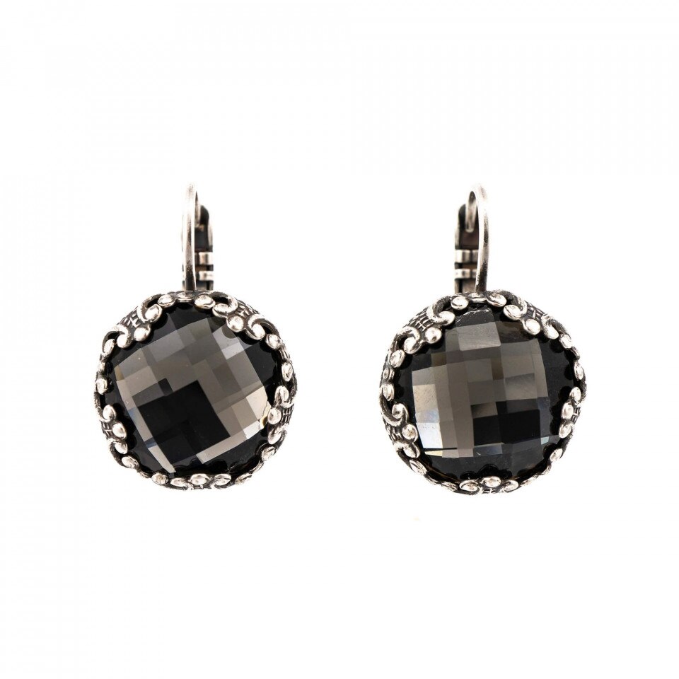Cercei placati cu Argint 925, Cristale Swarovski, Black Diamond by Roxannes - Mariana Jewellery, Gri 1374-215ASP6