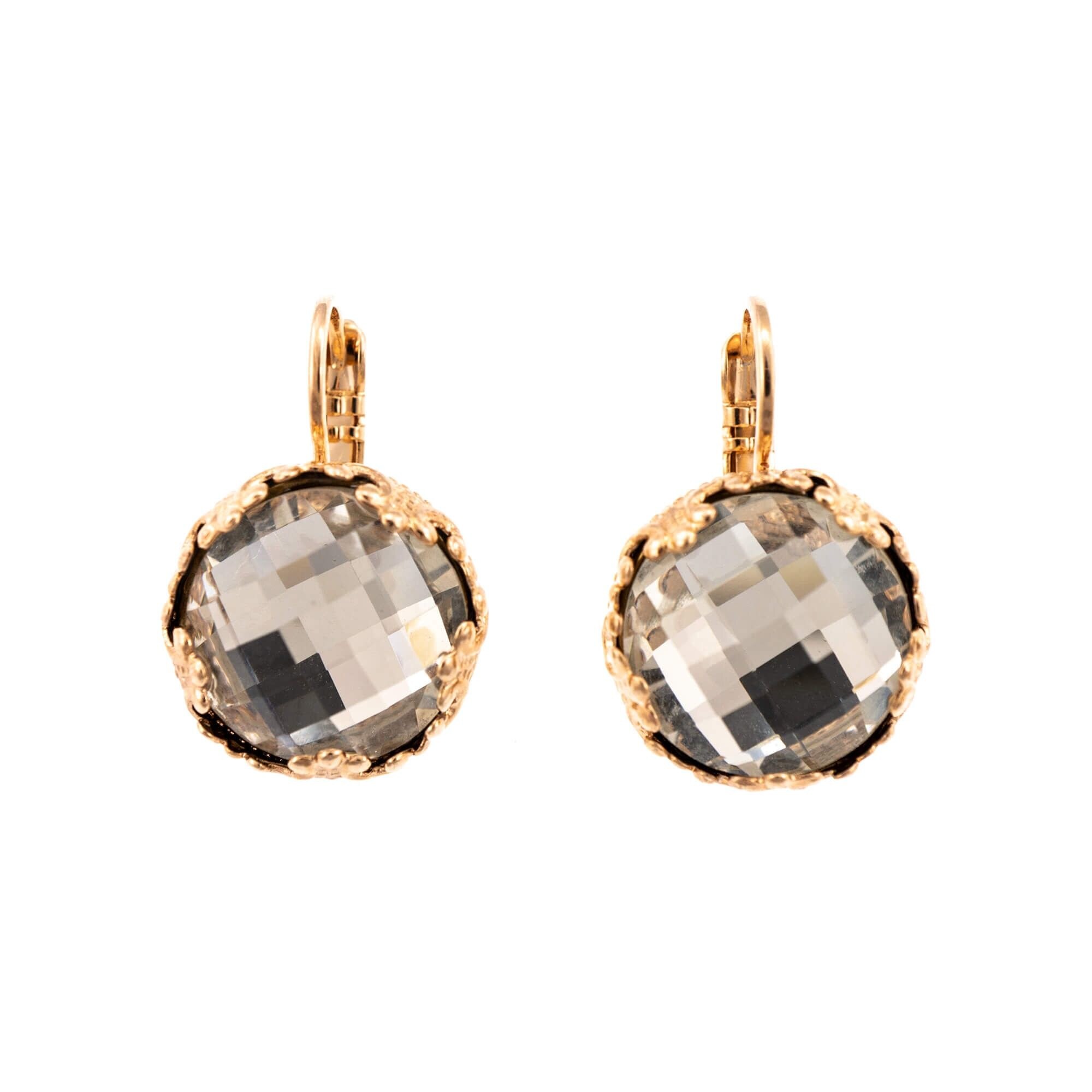 Cercei placati cu Aur roz de 24K, Cristale, On a Clear Day by Roxannes - Mariana Jewellery, Cristal Transparent 1374-001ARG6