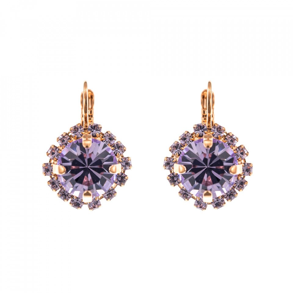 Cercei placati cu Aur roz de 24K, Cristale Swarovski, Violet - Colors by Roxannes - Mariana Jewellery, Mov 1137/1-371371RG6