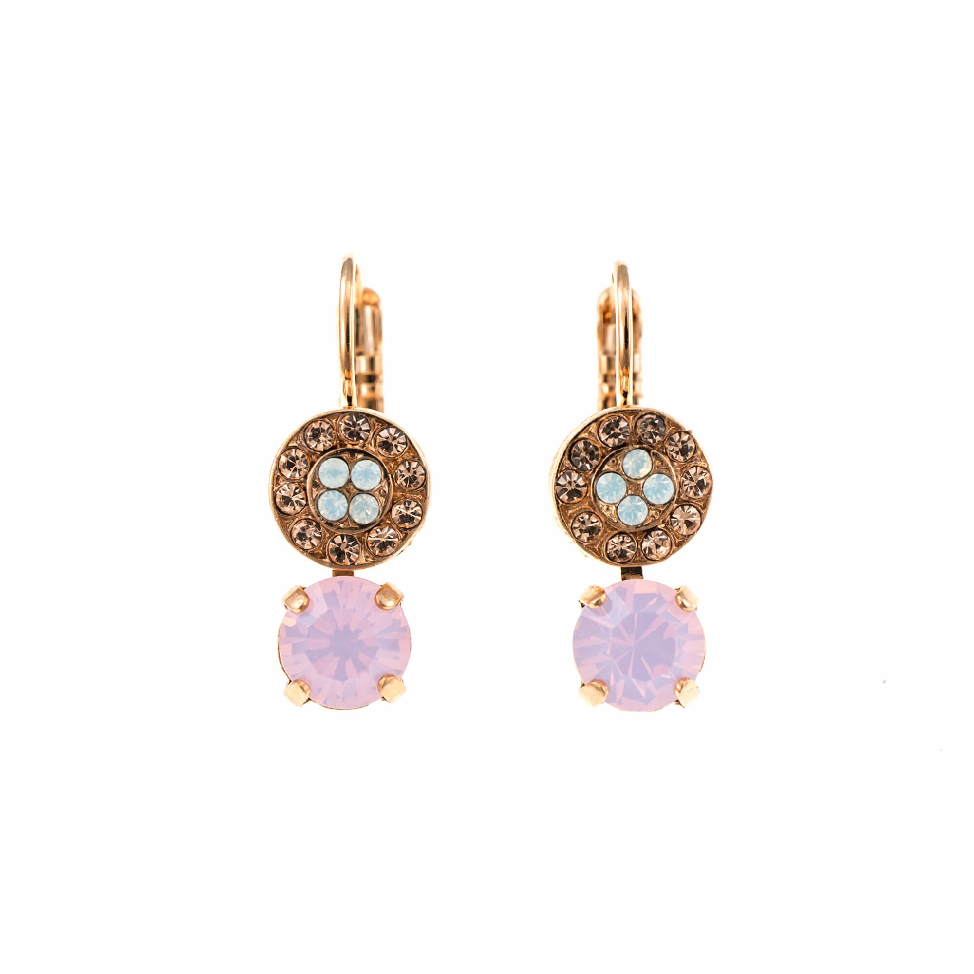 Cercei placati cu Aur roz de 24K, Cristale, Tiara Day by Roxannes - Mariana Jewellery, Alb/Roze 1158-2333RG6