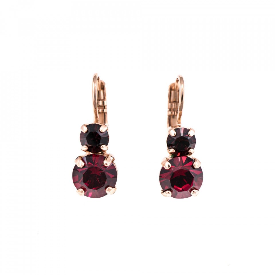 Cercei placati cu Aur roz de 24K, Cristale Swarovski, Lady In Red by Roxannes - Mariana Jewellery, Rosu 1190-1070RG6