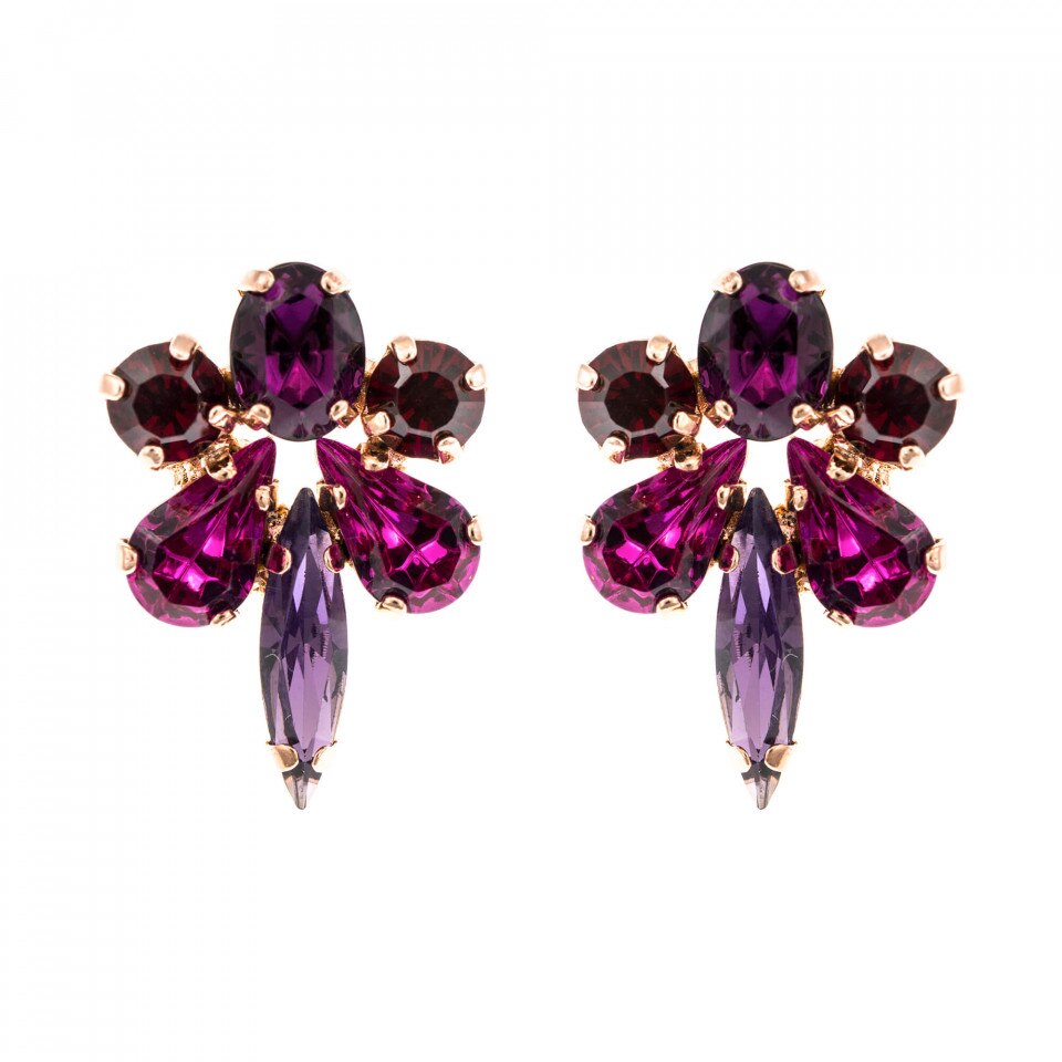 Cercei placati cu Aur roz de 24K, Cristale Swarovski, Xenia - Odyssey by Roxannes - Mariana Jewellery, Multicolor 1487-1091RG2
