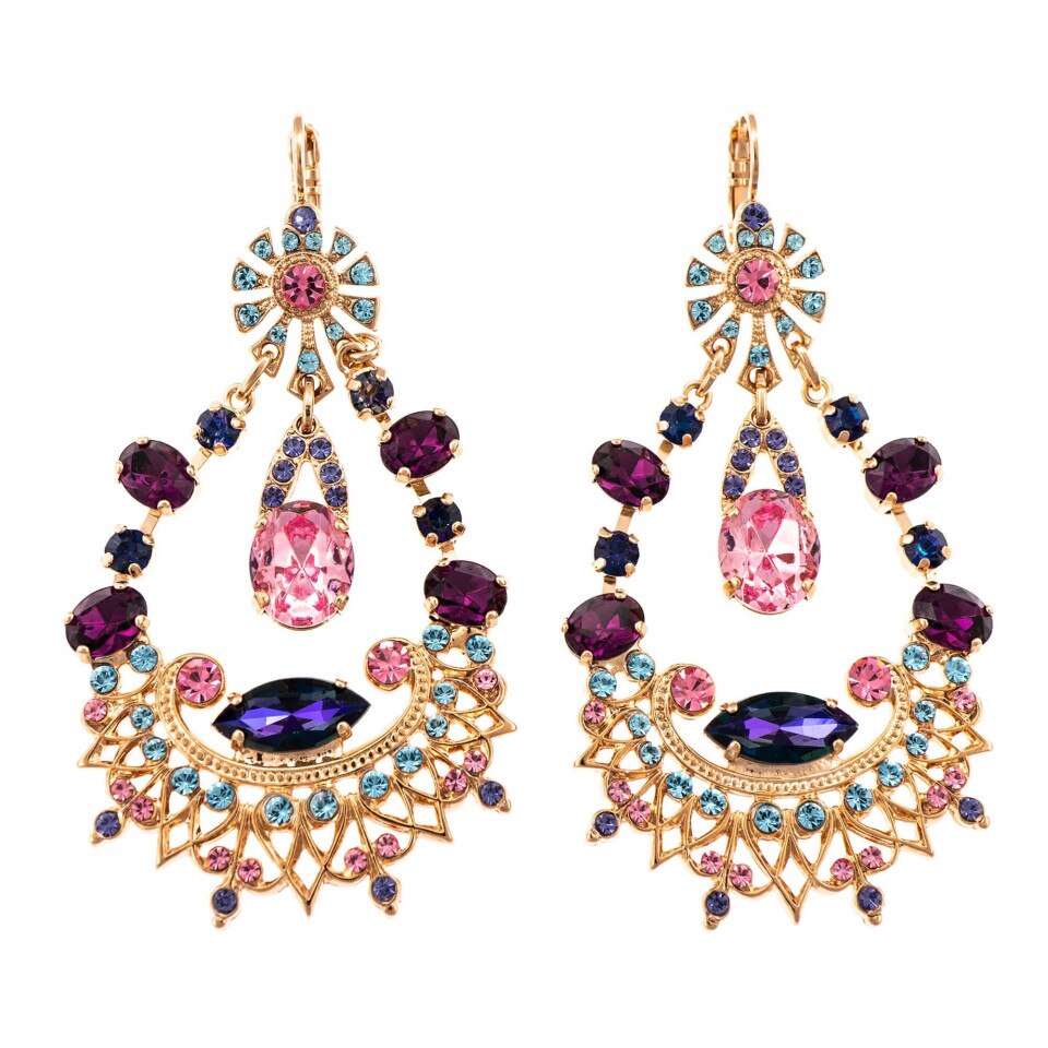 Cercei placati cu Aur roz de 24K, Cristale Swarovski, Cotton Candy - The Sweet Life by Roxannes - Mariana Jewellery, Multicolor 1422-144RG6