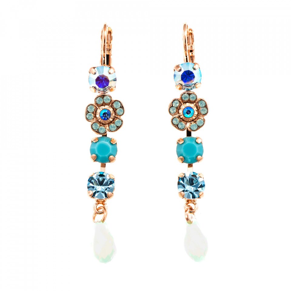 Cercei placati cu Aur roz de 24K, Cristale Swarovski, Cindy by Roxannes - Mariana Jewellery, Turquoise 1504/1-2677RG6