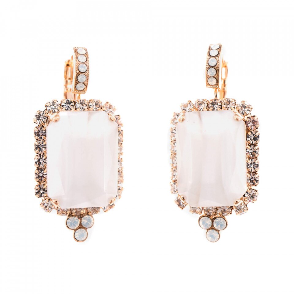 Cercei placati cu Aur roz de 24K, Cristale Swarovski, Seashell by Roxannes - Mariana Jewellery, Alb 1411/1-03RRG6