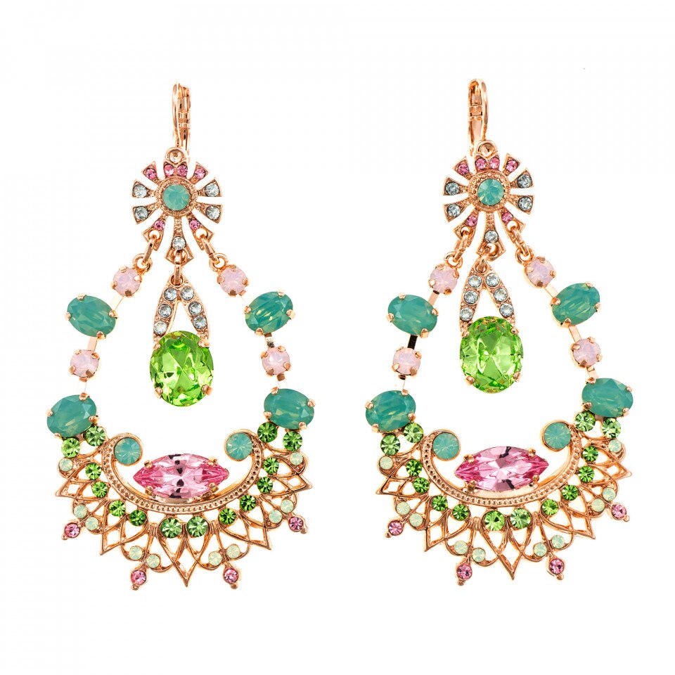 Cercei placati cu Aur roz de 24K, Cristale Swarovski, Eternity by Roxannes - Mariana Jewellery, Multicolor 1422-1028RG6