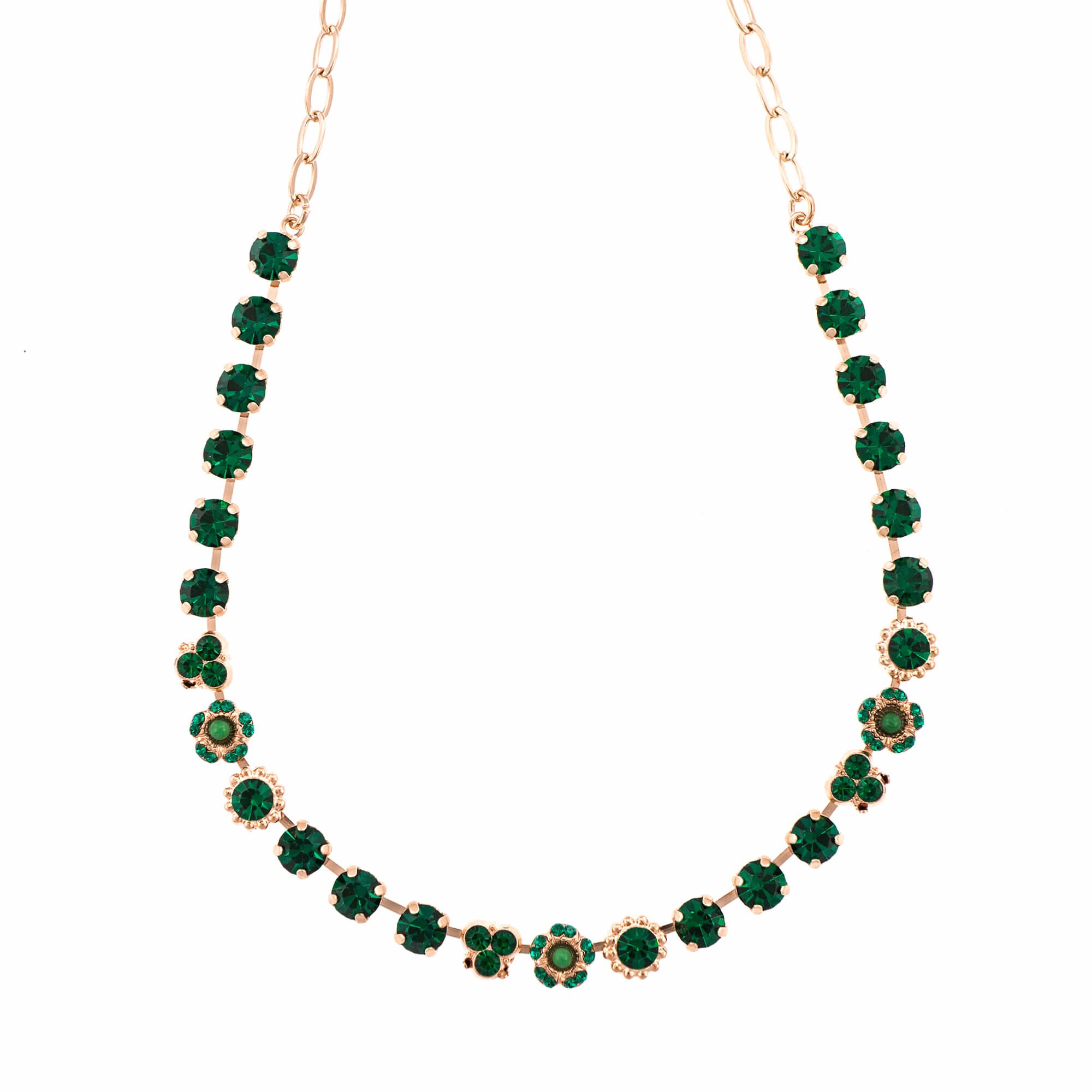 Colier placat cu Aur roz de 24K, Cristale, Emerald by Roxannes - Mariana Jewellery, Verde 3028/1-205205RG