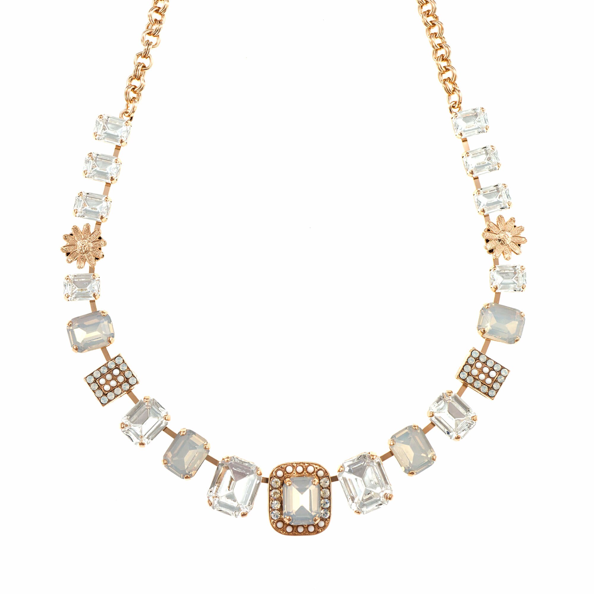 Colier placat cu Aur roz de 24K, Cristale, Forever by Roxannes - Mariana Jewellery, Alb 3040/7-5087RG