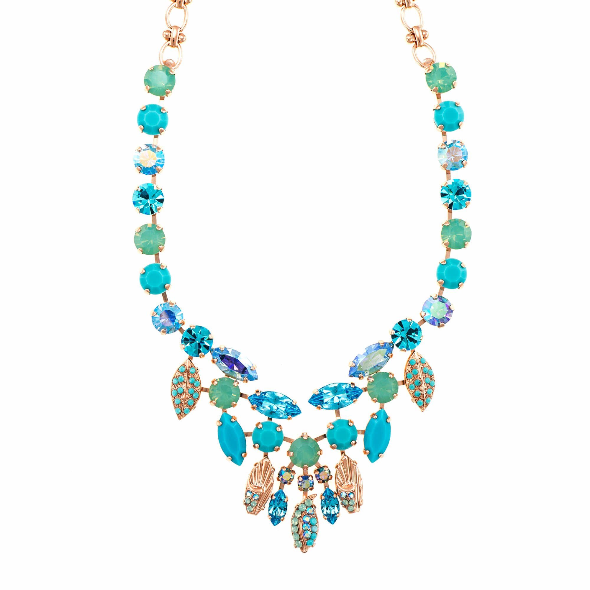 Colier placat cu Aur roz de 24K, Cristale, Cindy by Roxannes - Mariana Jewellery, Turquoise 3528-2677RG
