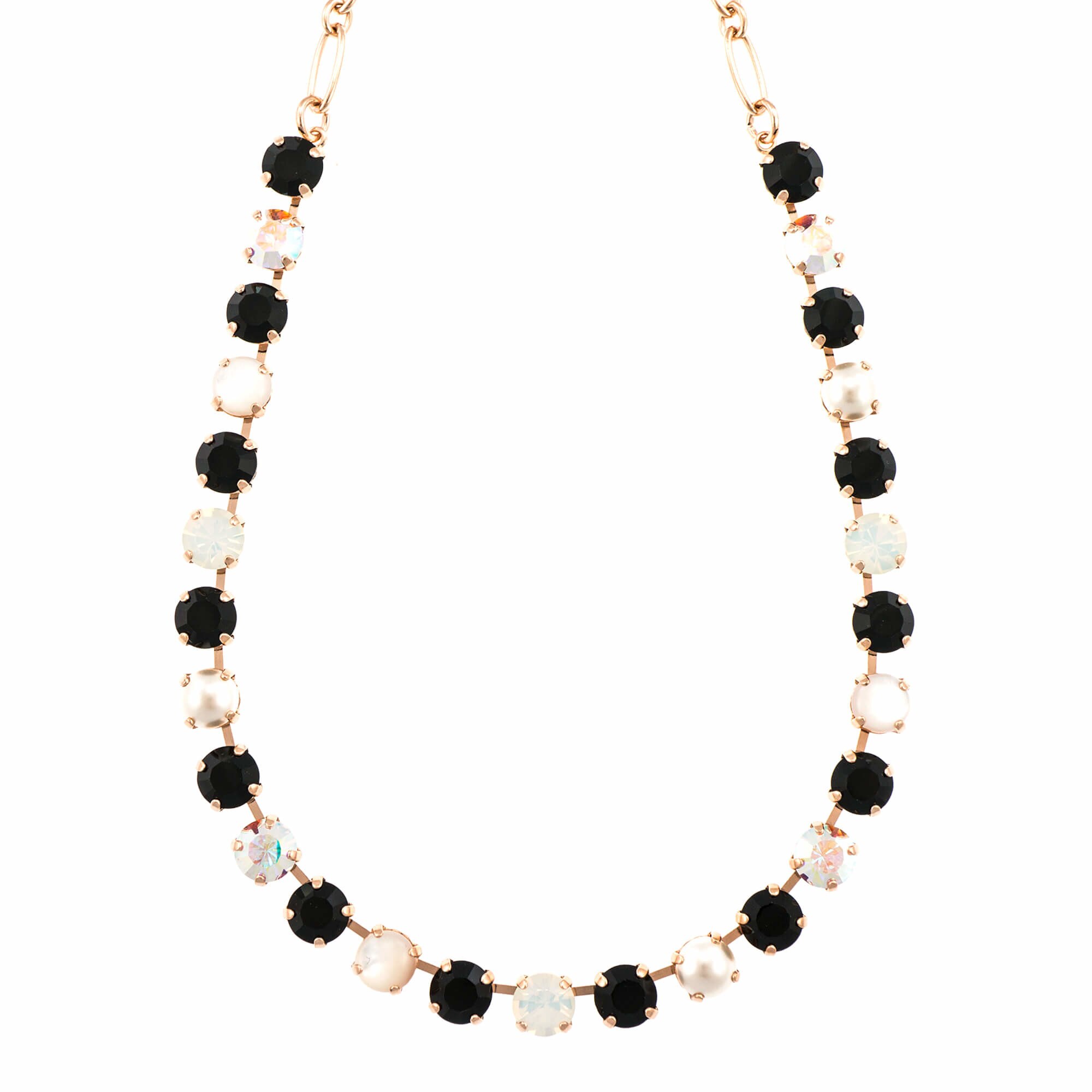 Colier placat cu Aur roz de 24K, Cristale si Pietre semipretioase, St. Martin - Caribbean Life by Roxannes - Mariana Jewellery, Alb/Negru 3252-M87-3RG