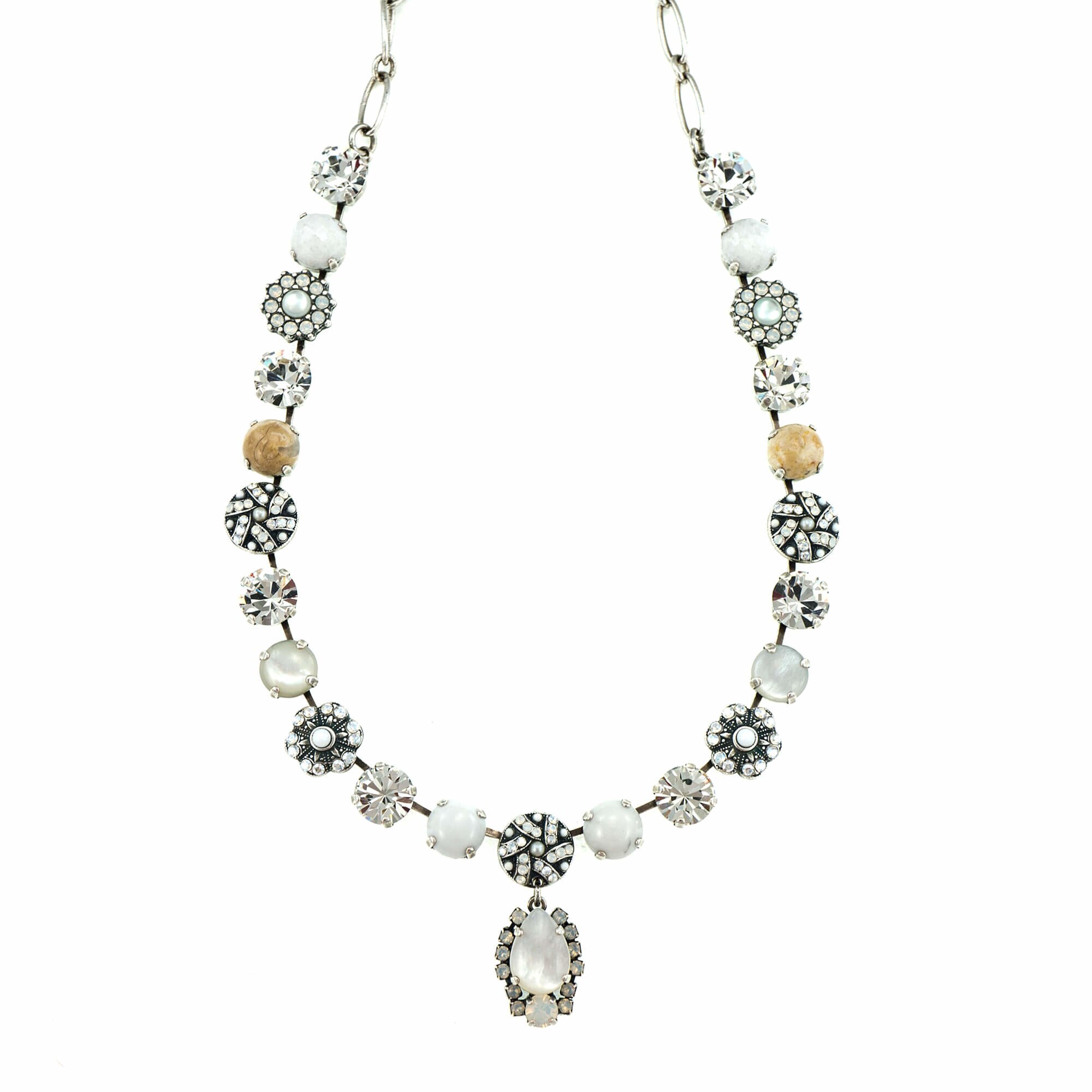 Colier placat cu Argint 925, Cristale si Pietre semipretioase, Forever by Roxannes - Mariana Jewellery, Alb/Creme 3259-M5087SP