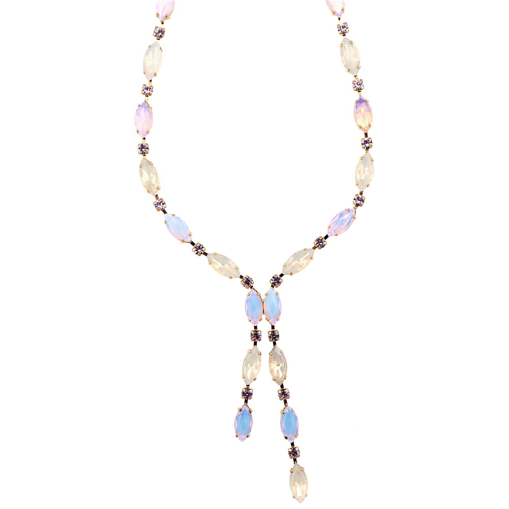 Colier placat cu Aur roz de 24K, Cristale si Pietre semipretioase, Elizabeth by Roxannes - Mariana Jewellery, Mov/Roze 3111/1-M83371RG