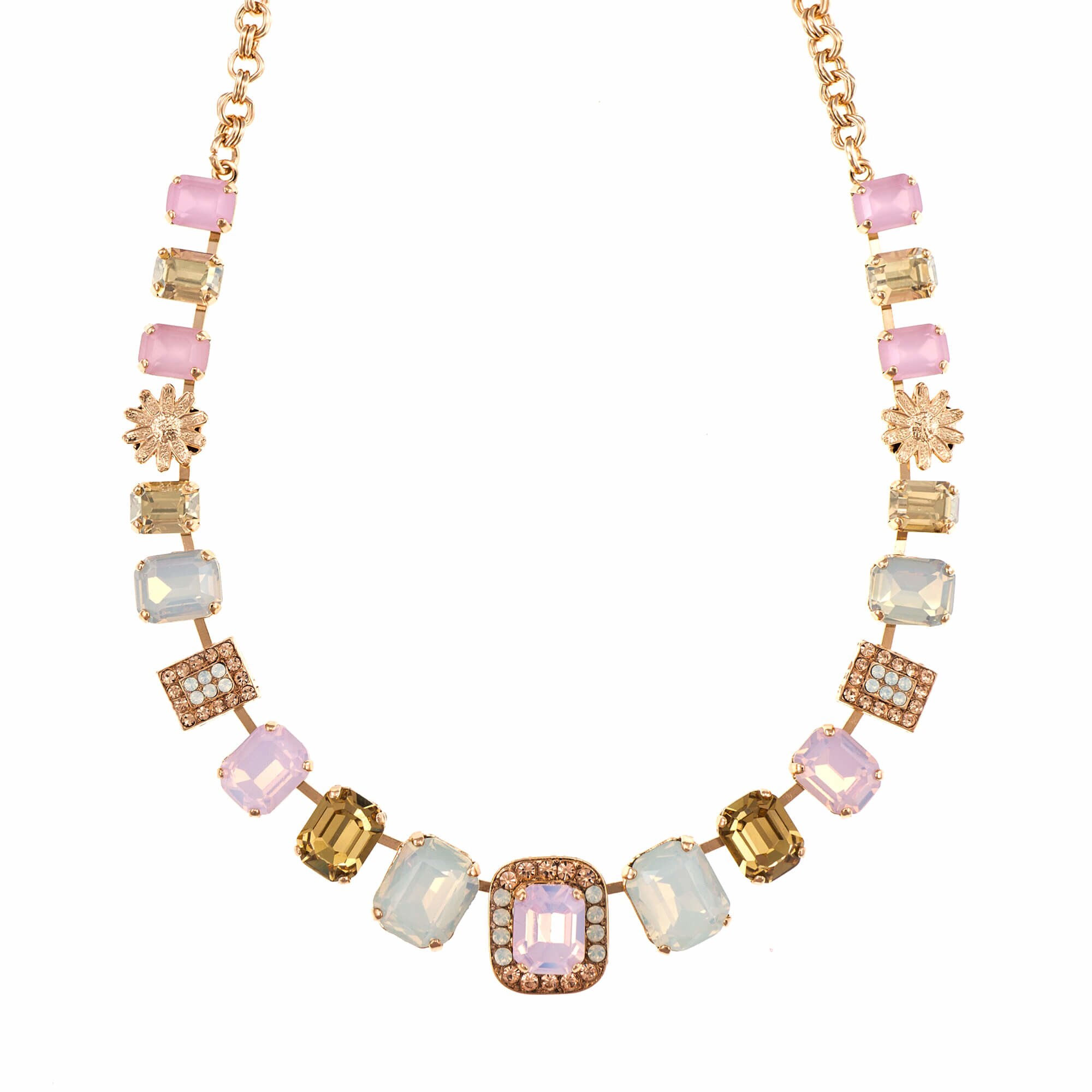 Colier placat cu Aur roz de 24K, Cristale, Tiara Day by Roxannes - Mariana Jewellery, Alb/Roze 3040/7-2333RG