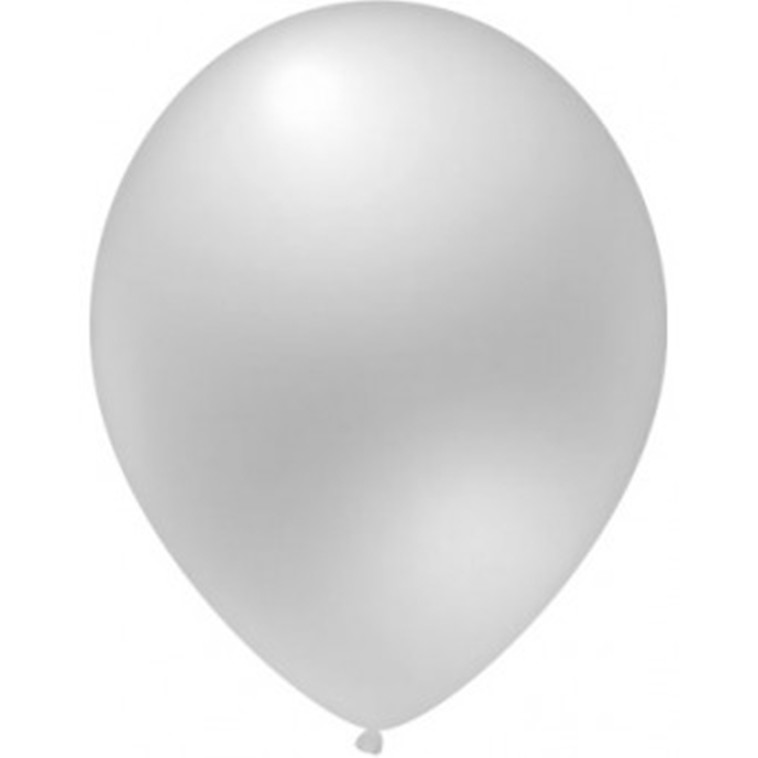 Set 25 balone latex metalizat / sidefate alb 28cm