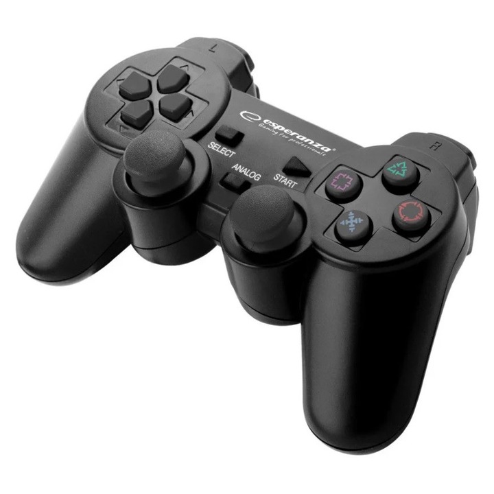 Controller Esperanza EGG107K Trooper cu fir, cu vibratii, PC/PS3, Negru
