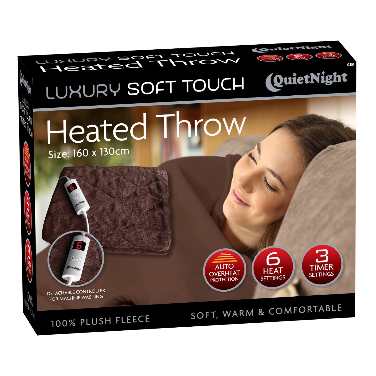 Patura Electrica cu Incalzire , 6 Trepte de Temperatura, 160x130cm,Quiet Night