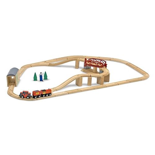 Set Melissa & Doug Trenulet din Lemn cu Pod Pivotant