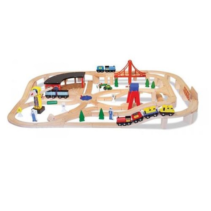 Melissa & Doug fa vonatkészlet tárolóval
