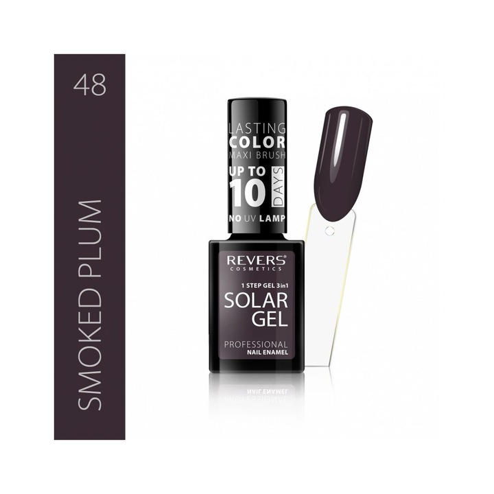 Lac de unghii Solar Gel, Revers, 12 ml, mov, nr 48, smoked plum