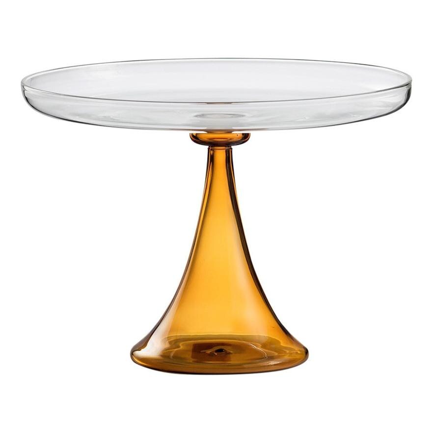 Tortiera ELEMENTAL medie, ambra, Gabriela Seres, lucrata manual, handmade, H190mm, D250mm