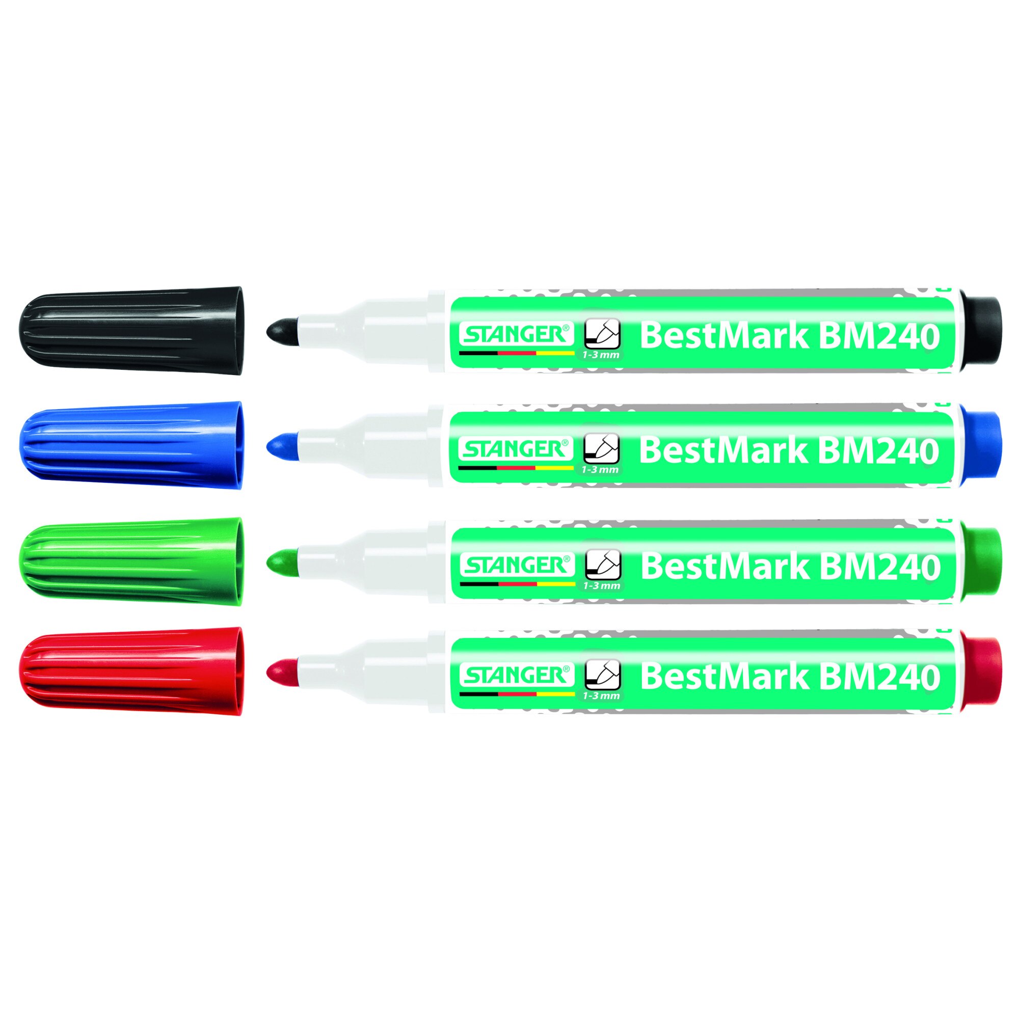 Marker whitboard varf rotunde 4 culori/set STANGER