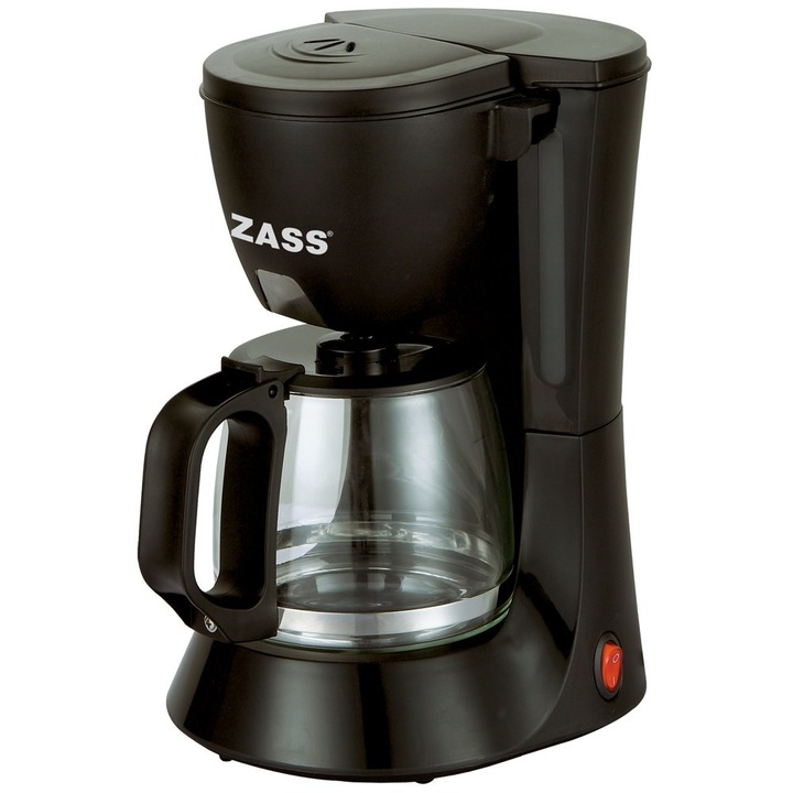 Кафемашина Zass 600 W, 0,6 л, капацитет 4 - 6 чаши, функция против накапване, функция за поддържане на топлината, черна