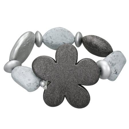 Bratara eleganta gri cu floare gri si diverse pietre - BeSpecial 26