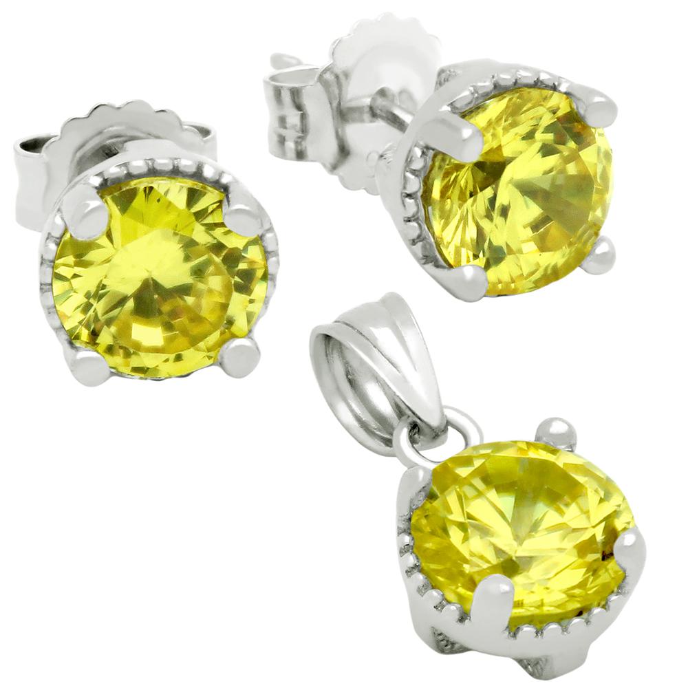 Set elegant din argint 925 cu zirconii galbene Galben - BeSpecial