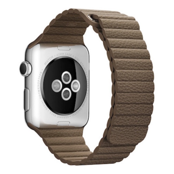 Curea din piele, Compatibila cu Apple Watch, Leather Loop, Maro, 42/44/45/49 mm