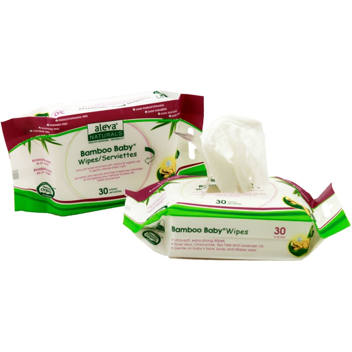 Servetele umede Aleva Naturals din fibre de Bambus, 30 buc