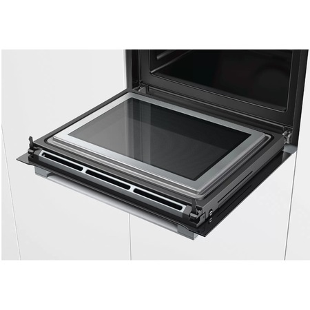 Cuptor incorporabil Bosch HNG6764S1, Electric, Multifunctional, 67 l, 14 Functii, 900 W, Autocuratare pirolitica, Convectie 4D, Inel rotativ, Touch control, Display TFT, Inox
