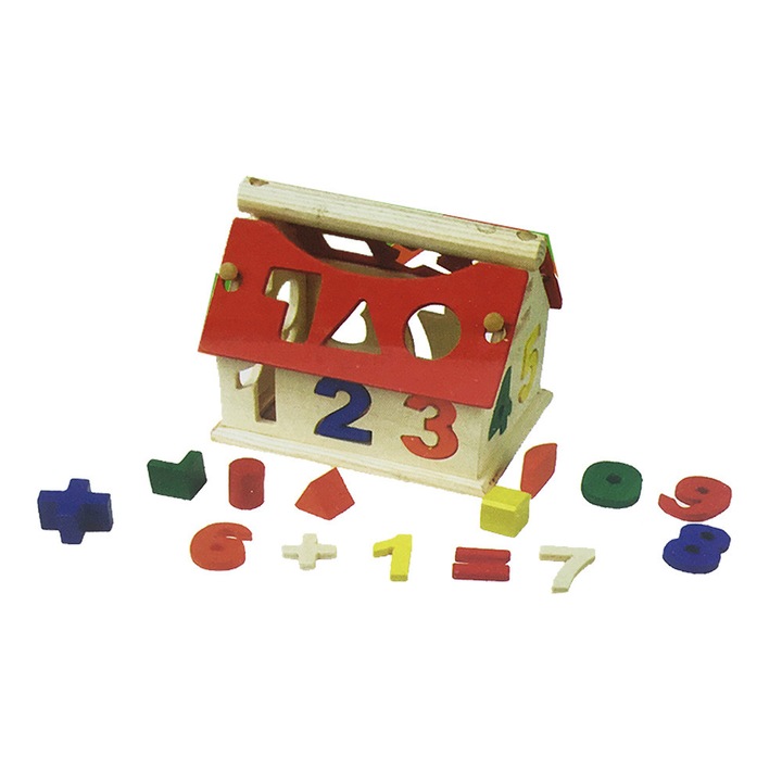 Set 16xPiese constructii, Chippo, Lemn, Multicolor, 3+