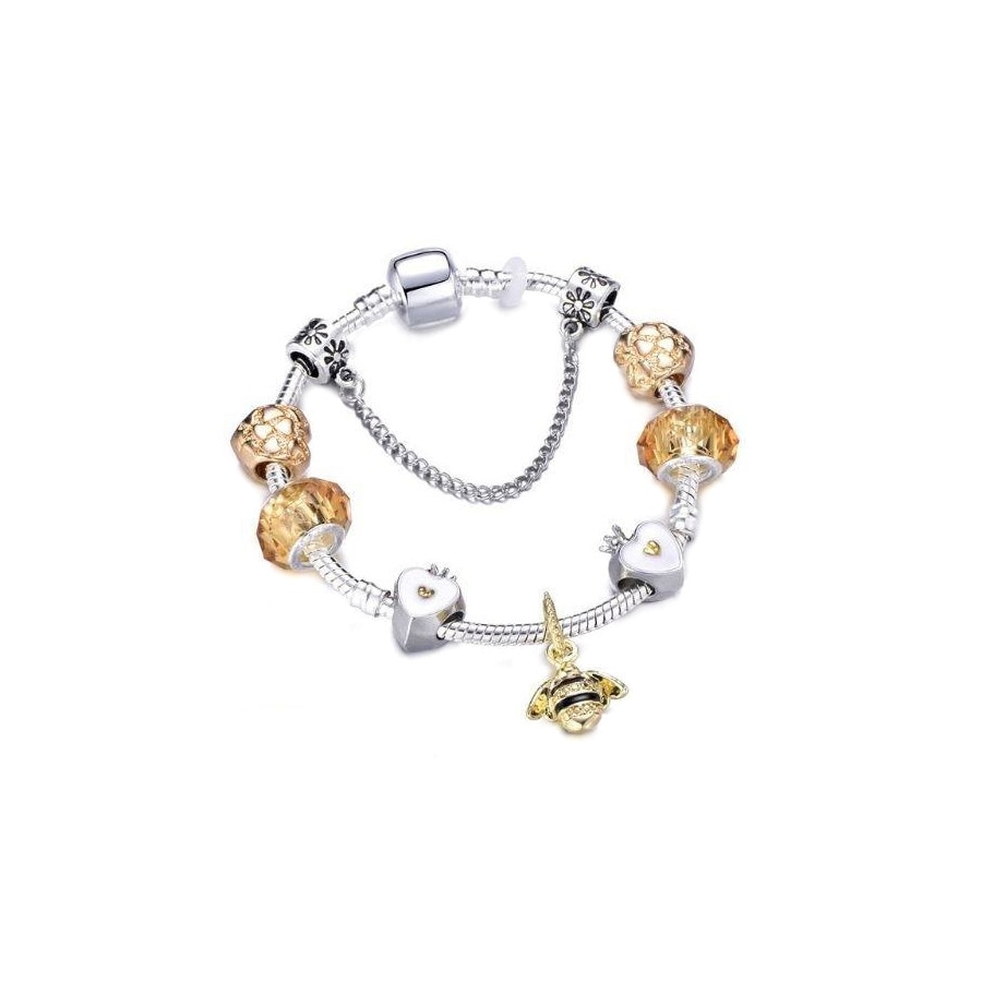 Bratara dama model Pandy Lovely Bee placata cu Au 18k si cristale