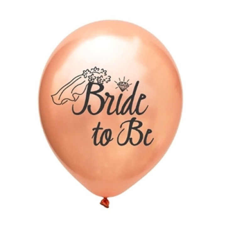 Балони за моминско парти, Матисто, Bride To Be, Латекс, Розово Злато, 5 бр., 30 см