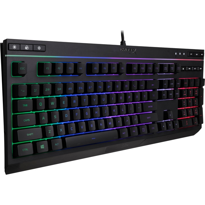 Клавиатура Gaming HyperX Alloy Core RGB, мембранна, многоклавишна анти-ghosting, 5 многоцветни зони, 3 нива на осветление, американска подредба, черeн